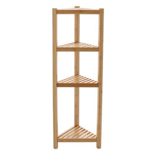 Étagère d’angle en bambou à 4 tablettes 34 × 34 × 99 cm
