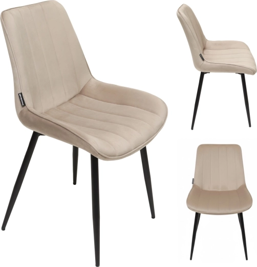 Chaise de salle à manger rembourrée en velours style loft beige - 1 pièce
