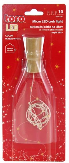 Guirlande lumineuse décorative pour bouteille avec bouchon en liège TORO, 10 LED, blanc chaud