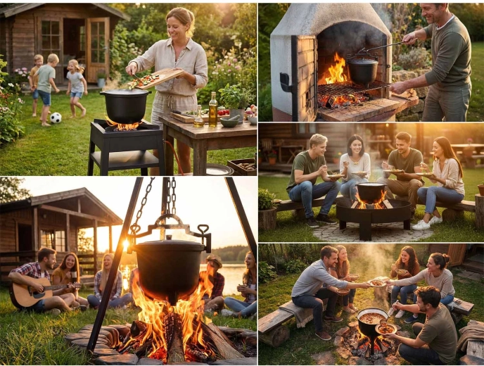 Utilisation polyvalente : feu, barbecue et gazinière