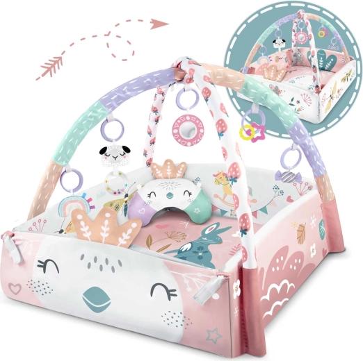 3-en-1 : tapis ouvert, parc et espace pour tummy time