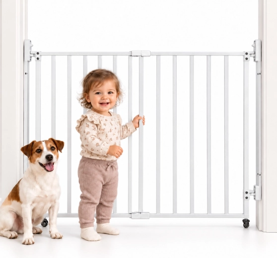 Barrière de sécurité en acier pour escaliers et portes avec roulettes ECOTOYS