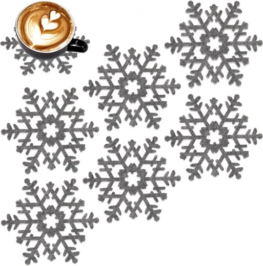 Sous-verres en feutre gris pour tasses 13,5 cm, lot de 6