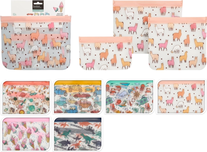 Sachets à fermeture zip pour enfants – lot de 3 pièces, motifs assortis