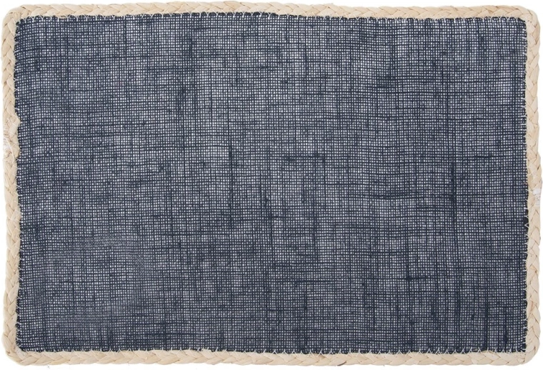 Set de table rectangulaire 45 × 30 cm, bleu foncé avec bordure beige