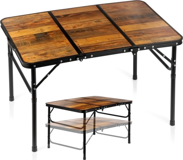 Table de camping pliante Vilde 2-en-1 à hauteur réglable 90 × 60 cm