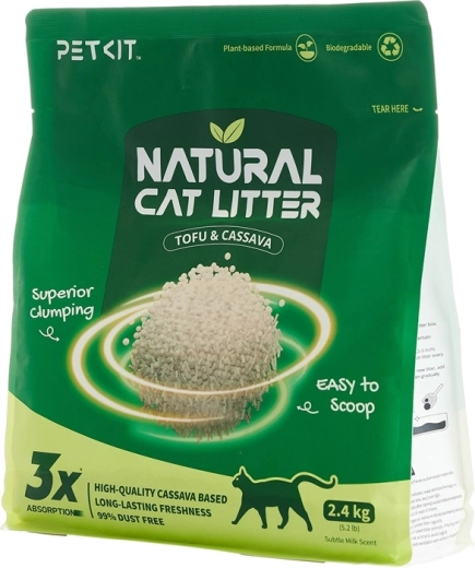 Petkit Natural cat litter - litière naturelle agglomérante pour chats (4× 2,4 kg)