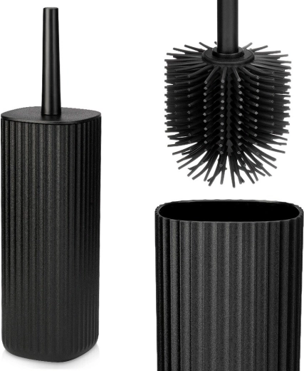 Brosse WC en silicone avec support Vilde noire 36 cm - 1 pièce