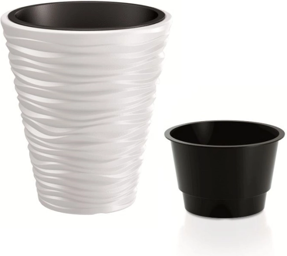 Cache-pot Sand avec insert 38,8 cm blanc