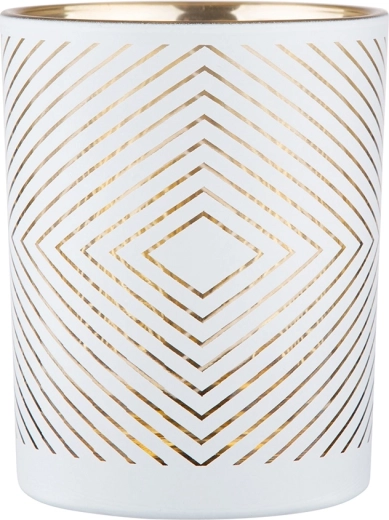 Photophore en verre blanc avec intérieur doré 10 × 12,5 cm, géométrique