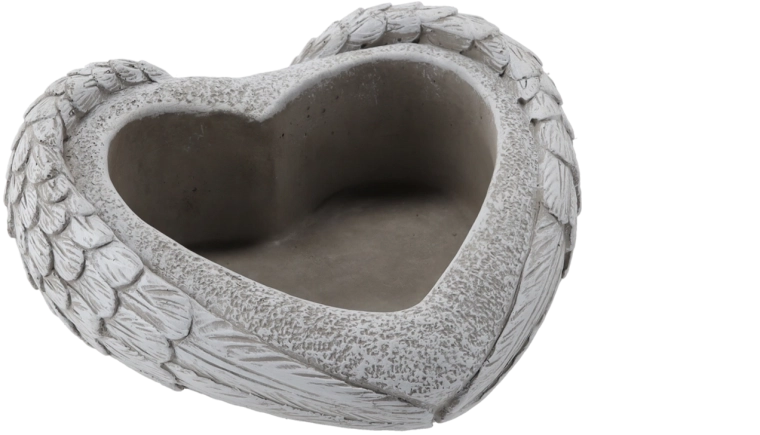 Cache-pot en ciment en forme de cœur gris 21 × 20,5 × 9 cm