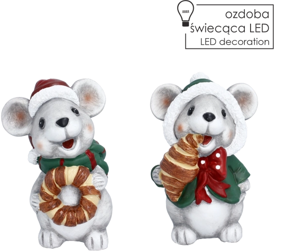 Figurine décorative de Noël représentant une petite souris - 1 pièce