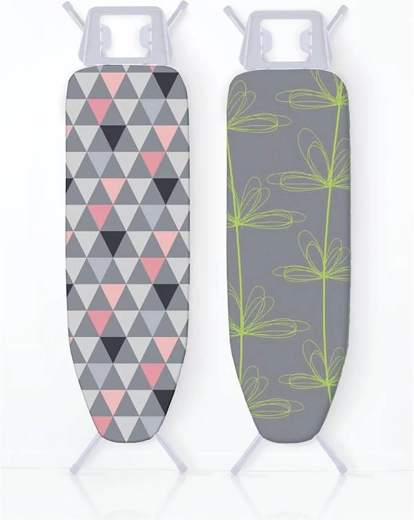 Housse de planche à repasser 130 × 48 cm avec surface métallisée, décor assorti
