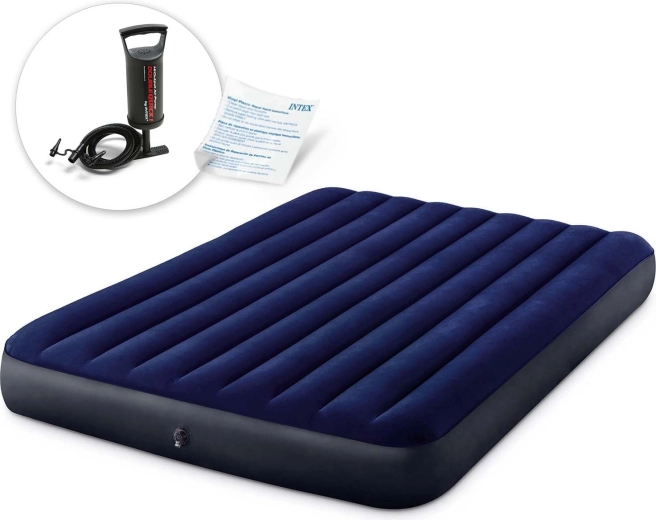 Matelas gonflable Intex avec pompe manuelle à piston 203 x 152 x 25 cm