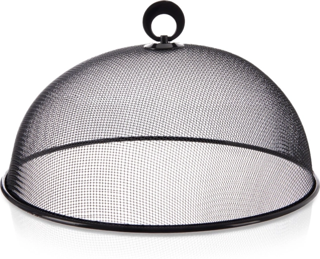 Cloche alimentaire en maille métallique, noire, 30 cm