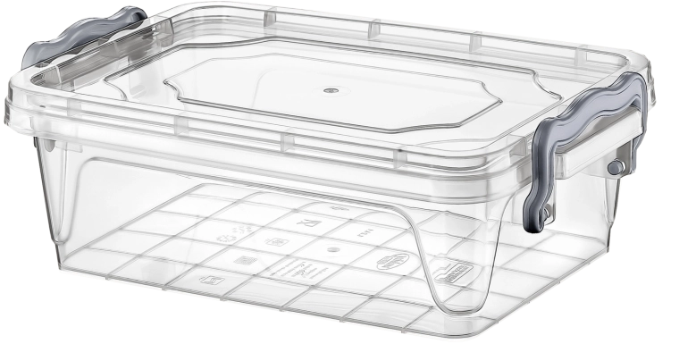 Boîte de rangement en plastique 10 l avec couvercle et clips, transparente