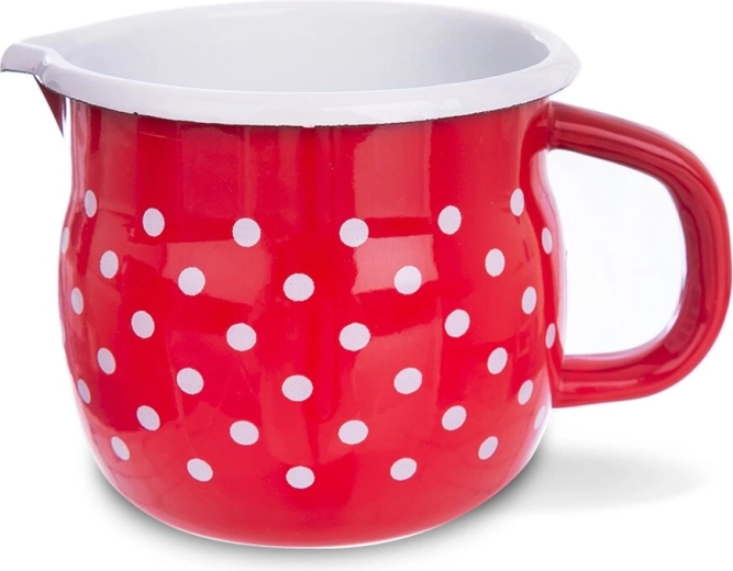 Mug rouge émaillé à pois avec bec verseur Tečka 800 ml