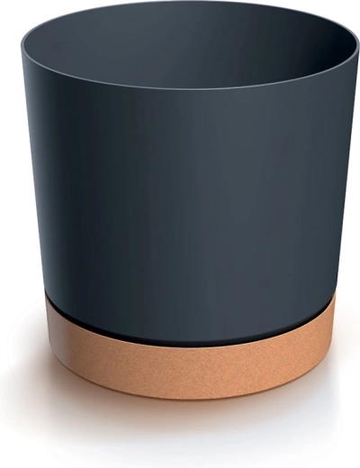 Pot TUBO avec soucoupe anthracite/naturoECO 39 cm
