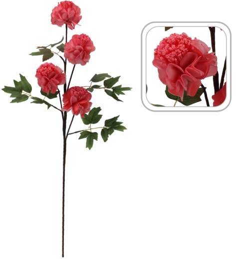 Fleur décorative de cerisier – branche blanche avec 4 fleurs, 94 cm