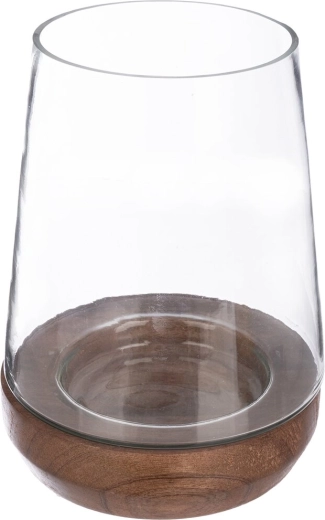 Bougeoir en verre et bois de manguier mango