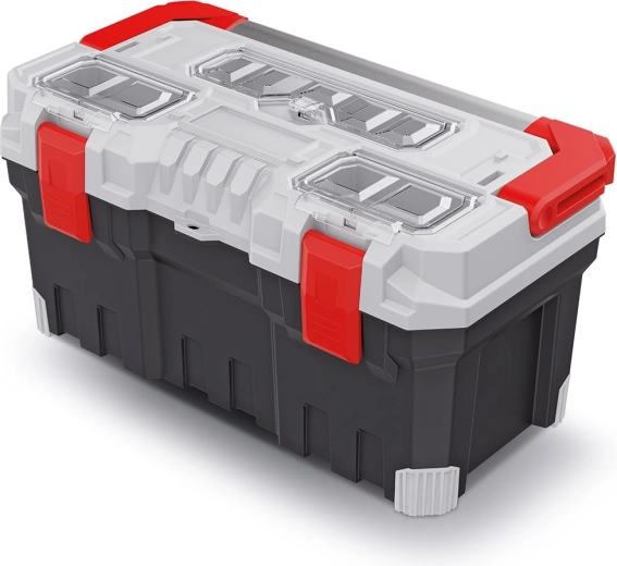 Coffre à outils TITAN PLUS avec poignée métallique, 554 × 286 × 276 mm, gris