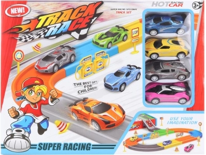 Circuit de course – set de jeu avec voitures à rétrofriction