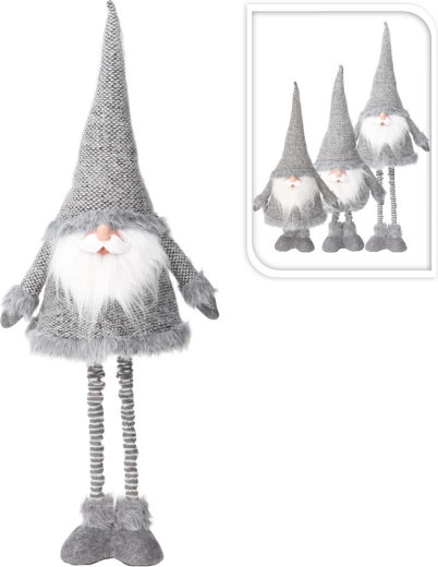 Décoration de Noël Père Noël avec jambes télescopiques, argentée/grise - 1 pièce