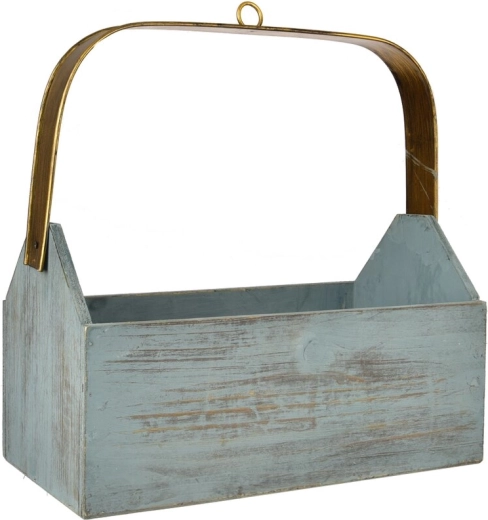 Caisse de rangement en métal marron/bleu – taille moyenne