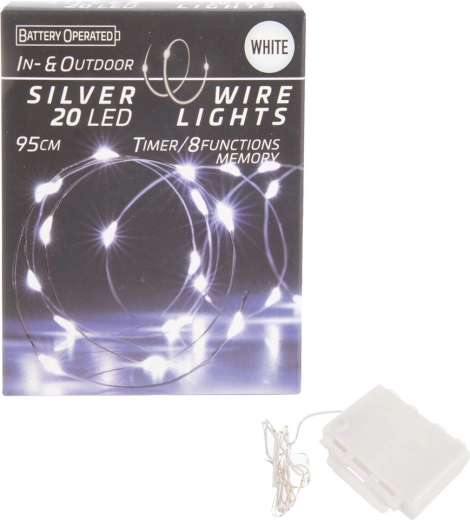 Guirlande lumineuse LED sur fil avec minuteur – 20 LED blanches
