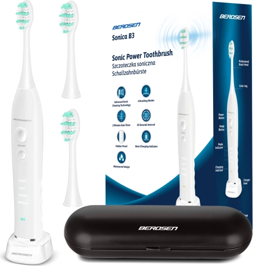 Brosse à dents sonique avec étui blanc BERDSEN Sonica B3
