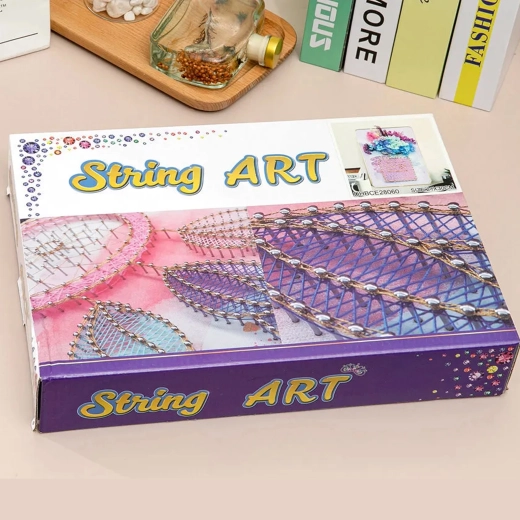 Kit créatif String Art avec lumières LED 21 × 30 cm – hérisson dans les fleurs