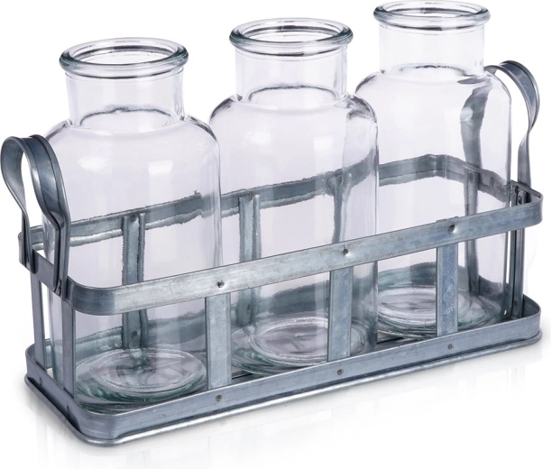Vases en verre pour fleurs avec support, lot de 3