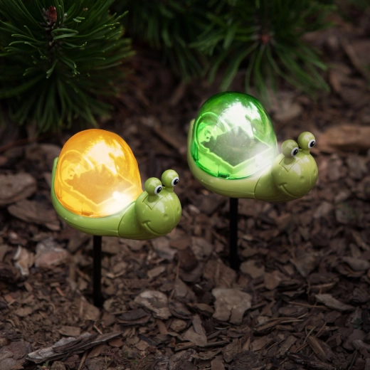 Lampe LED solaire à planter en forme d’escargot - 1 pièce