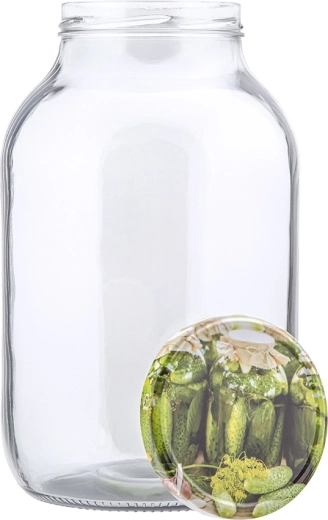 Bocal en verre de conservation Twist 4 l avec couvercle à vis motif cornichon 100 mm (6 ergots)