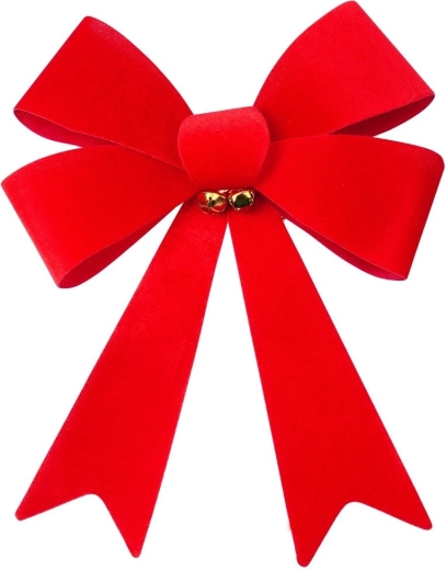 Nœud décoratif de Noël en velours 35 × 46 cm avec clochettes dorées