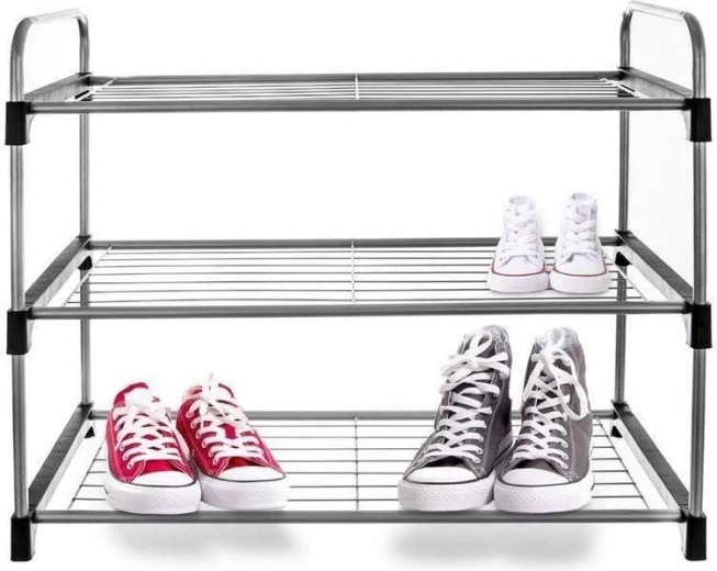 Étagère à chaussures métallique à 3 niveaux 65,5 × 30 × 54 cm