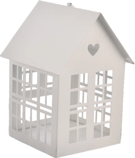 Maisonette en métal blanc pour bougie 20 cm