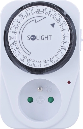 Solight interrupteur mécanique hebdomadaire à minuterie pour prise