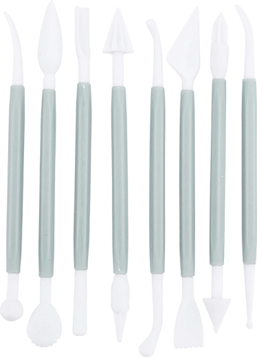 Outils de modelage pâtissiers en plastique pour la décoration de gâteaux, 8 pcs, vert sauge