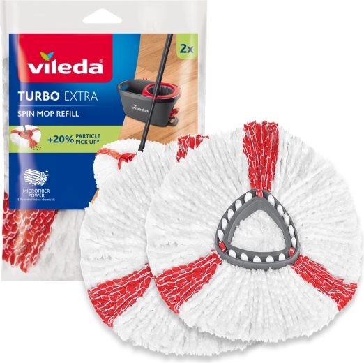 Housse de rechange pour balai à franges rotatif Vileda TURBO Extra - 2 pièces