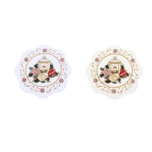 Serviettes de table rondes de Noël en polyester 18 cm - 6 pièces