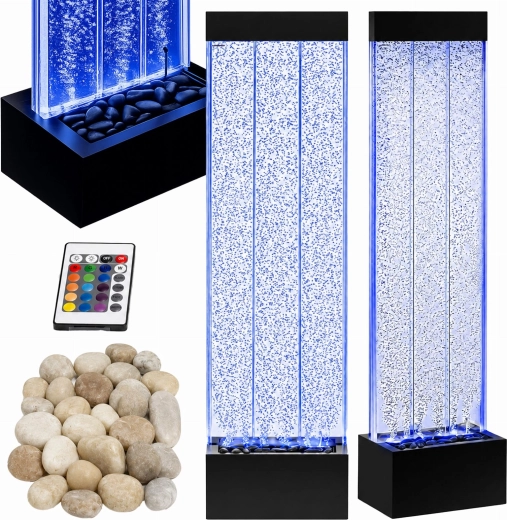 Mur d’eau à bulles LED RGB autoportant 150 × 39 × 26 cm