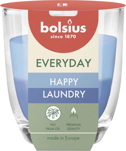 Bougie parfumée en verre Happy Laundry 24 h, 8 × 7 cm