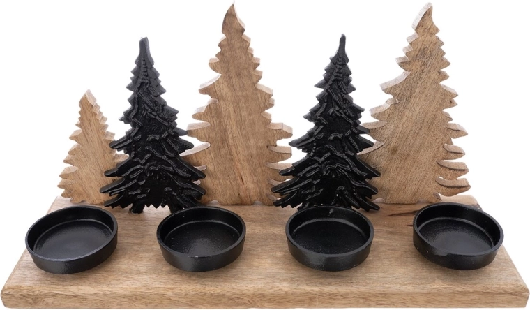 Bougeoir de l’Avent Mango en bois et métal – arbres