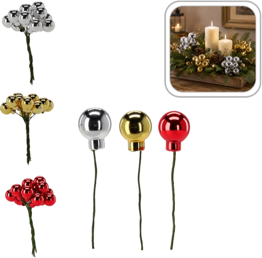 Set de décorations de Noël sur fil métallique, mélange de couleurs - 6 pièces