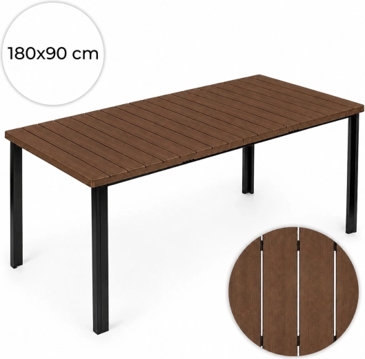 Table de jardin MultiGarden 180 × 90 cm avec plateau décor bois (marron)