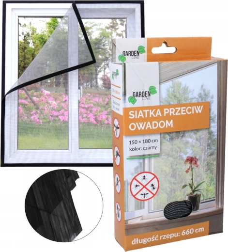 Moustiquaire pour fenêtre 150 × 180 cm, noire