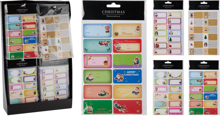 Étiquettes-cadeaux de Noël autocollantes – assortiment de motifs