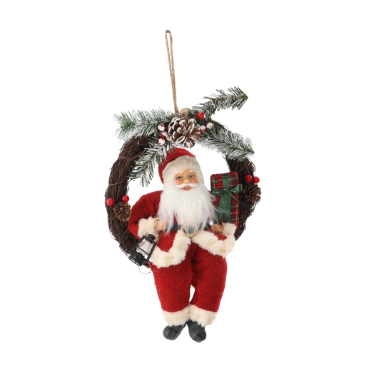 Décoration de Noël suspendue représentant Saint Nicolas dans une couronne, 30 cm - 1 pièce