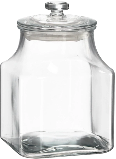 Bocal carré en verre 2,8 l avec couvercle en verre